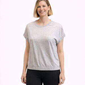 GAP Gray & White Striped Short Sleeve Top XS